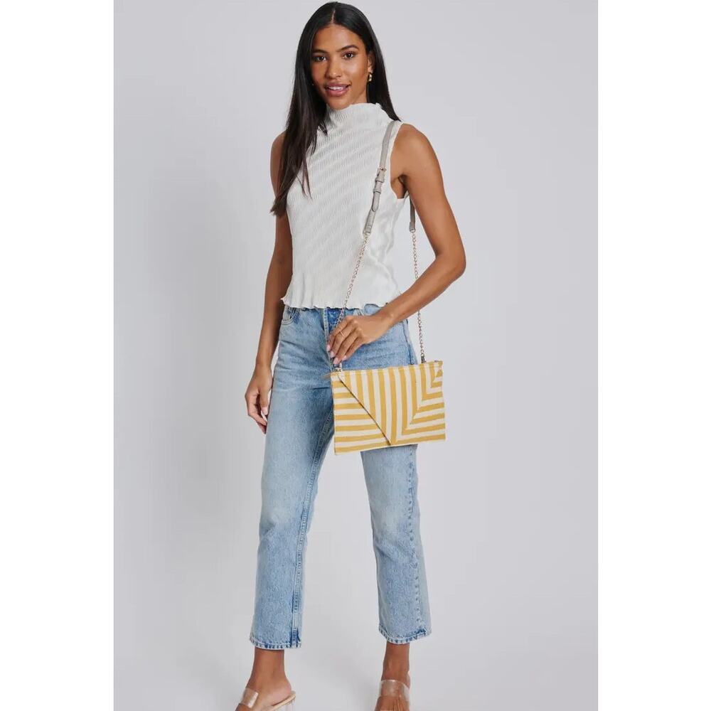 Moda Luxe Yellow and Cream Striped Shoulder Bag - Picture 4 of 7